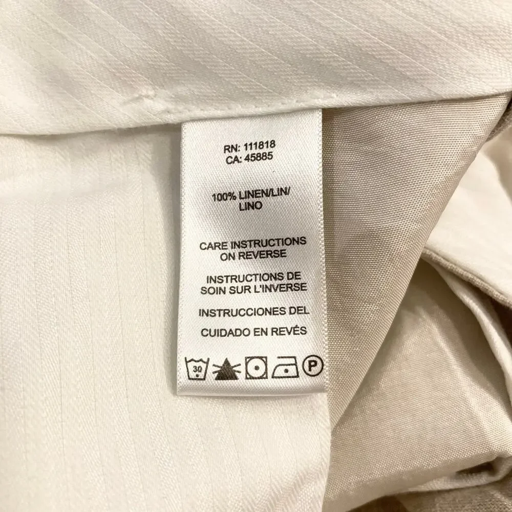 nwot MICHAEL KORS Pants Mens 36 Cream Linen Classic Fit Pocket Chino Flat Front